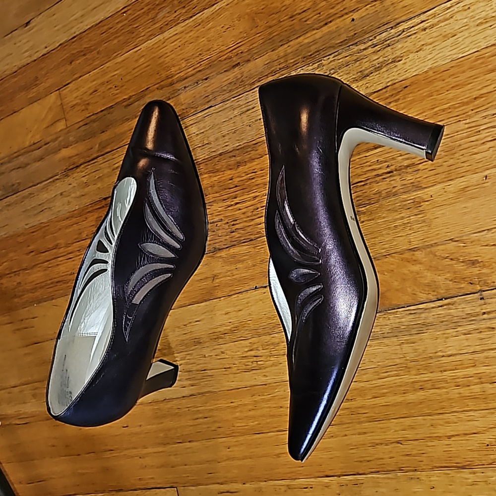 Fashion Influences Shoes Women Purple Chunky Heels Pointed Closed Toe 9W